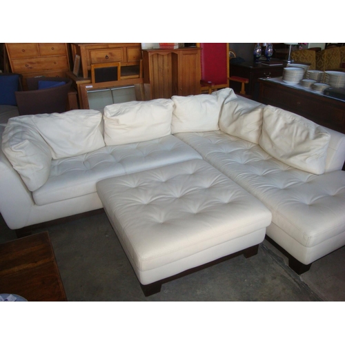 2 - Roche Bobois Leather Corner Sofa with Footstool