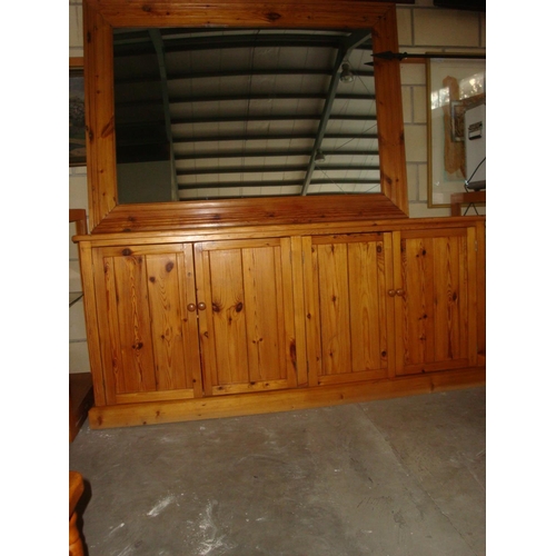 185 - Pine Wood Buffet Unit with Large Mirror