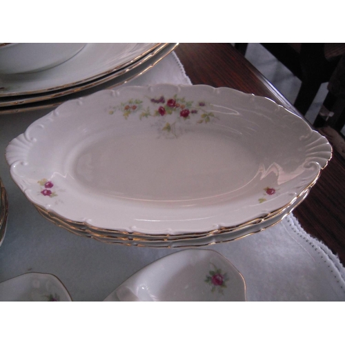16 - Vintage Czechoslovakian Porcelain Gold Rimmed Floral Dinner Set (131pcs)