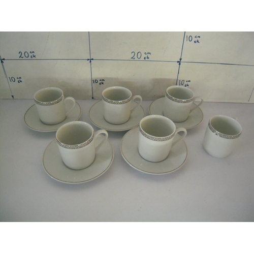 140 - Royal Doulton Platinum Coffee Cups & Saucers for 6 (1 Saucer Missing)
