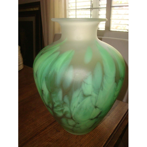 148 - Large Modern Frosted Green Vase (38cm H. x 30cm W.)