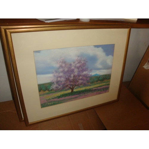 168 - 'Doloros Pitsillides' Landscape Charcoal Painting Signed & Framed