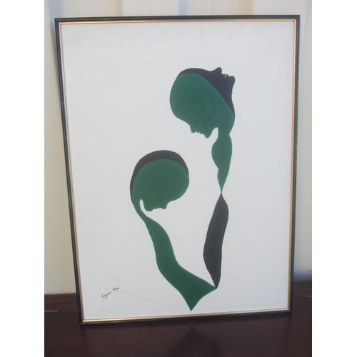 165 - Oil on Canvas Titled 'Concerns' Depicting Female Figures Signed 'Eleni 94' (Artist Eleni Kaourou)