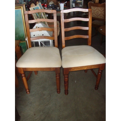 123 - Pair of Pine Wood Upholstered Chairs