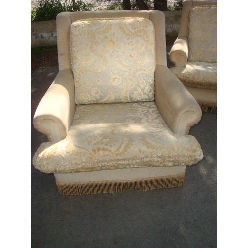 161 - Victorian Style Four Seater Sofa with 2 Armchairs