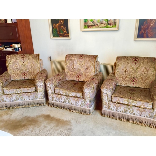 121 - Vintage 3-Seater Sofa with 3 Armchairs
