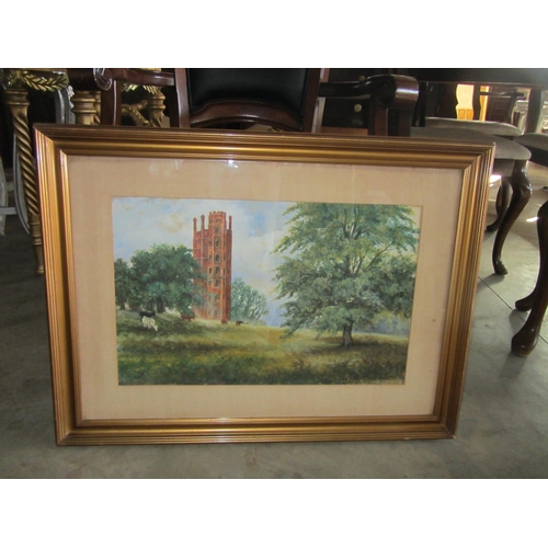 158 - Vintage Watercolor Framed Painting Depicting Landscape
