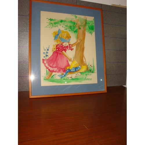 147 - 'Angela Kerokosian 98' Water Color Painting Framed