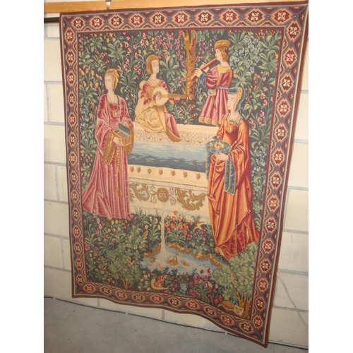 288 - French 'Tapisserie d'Halluin' Wall Hanging Tapestry Depicting Fountain Encounter