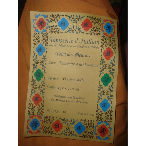 288 - French 'Tapisserie d'Halluin' Wall Hanging Tapestry Depicting Fountain Encounter