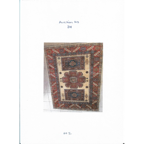 241 - Handmade Carpet Karak Wool, Red/Beige (193 x 147 cm)