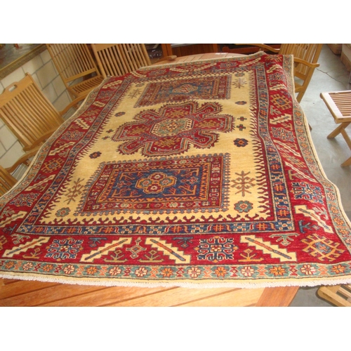 241 - Handmade Carpet Karak Wool, Red/Beige (193 x 147 cm)