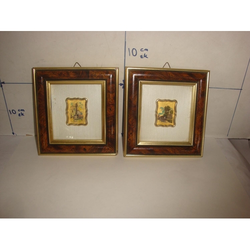 92 - x2 Framed Miniature Ornate 23 Kt Gold Leaf Italian Reproduction Art