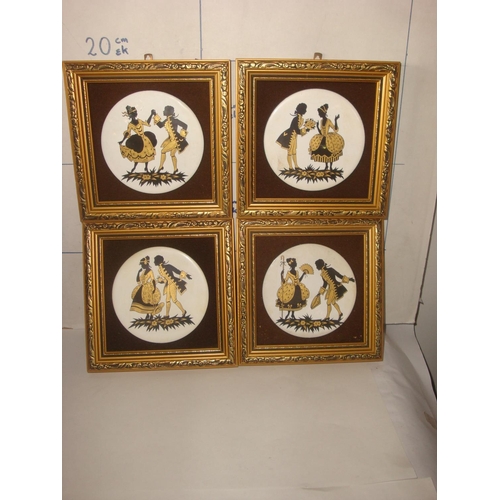 95 - x4 Hand Made P.G.Collins Enamel Painting on Copper