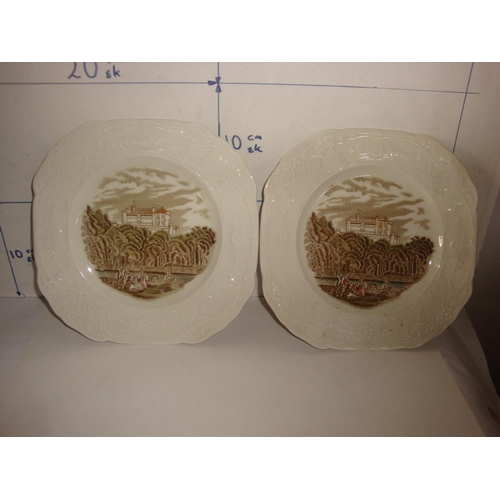 96 - x2 Johnson Bros England Belvoir Castle Hand Engraved Ironstone Plates