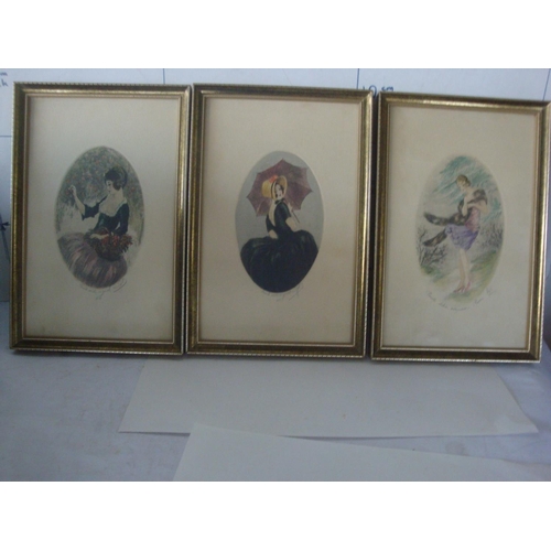 99 - x3 Vintage French Framed Prints