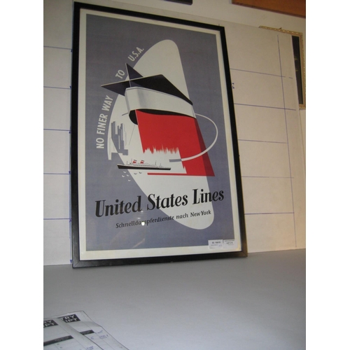 633 - Vintage United States Lines Framed Poster