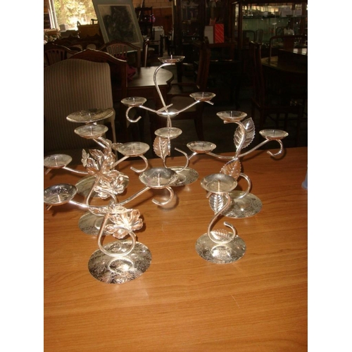 650 - Five Silver Plated Ornate Candle Holders