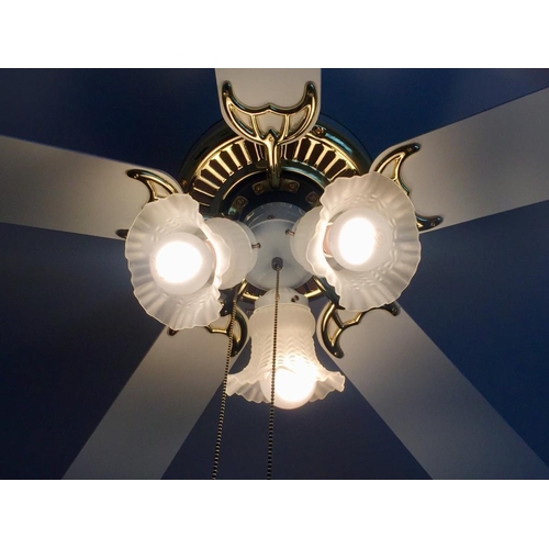 653 - Ceiling Fan with Lighting (3 Glass Shaded Lamps)