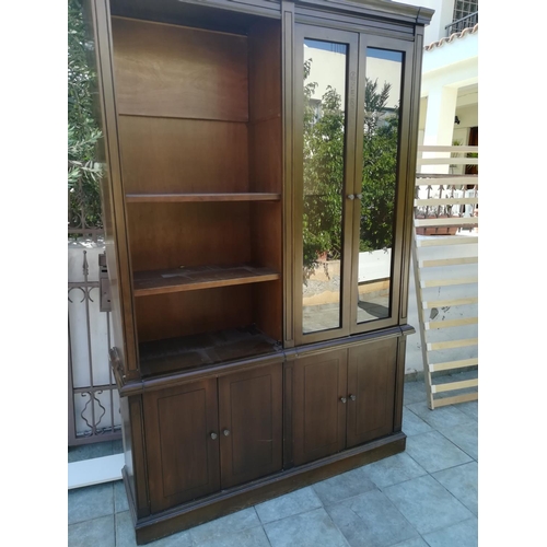 658 - Solid Walnut Custom Made Display Cabinet/Vitrine/Bookcase Unit 245 x 165 cm