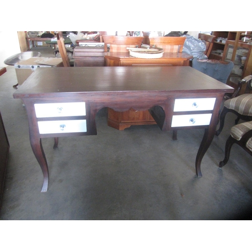 659 - Vintage Solid Dark Wood Desk with 4 Drawers