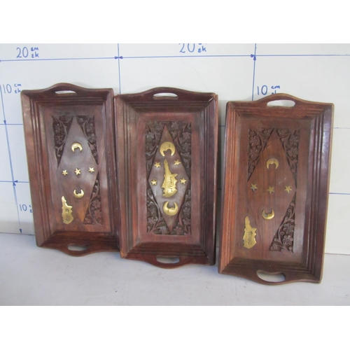 664 - x2 Ornate Wood Serving Trays