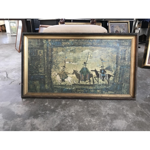 50 - Large Vintage Picture on Hardboard Framed (82 x 48cm)