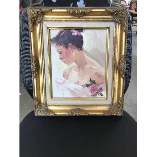 98 - Oil on Canvas Portrait of Lady, on Ornate Frame, Signed by Russian Artist 'Nadeshda Noukalo' (41 x 4... 