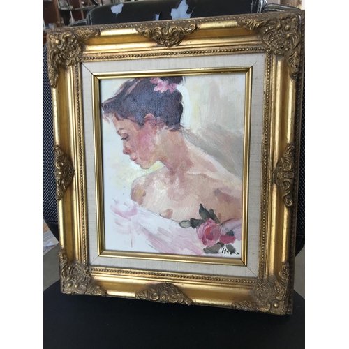 98 - Oil on Canvas Portrait of Lady, on Ornate Frame, Signed by Russian Artist 'Nadeshda Noukalo' (41 x 4... 