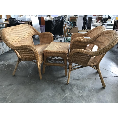 83 - 2-Seat Wicker Sofa Set (2-Seat Sofa, x2 Armchairs and Coffee Table)