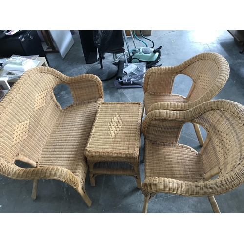 83 - 2-Seat Wicker Sofa Set (2-Seat Sofa, x2 Armchairs and Coffee Table)