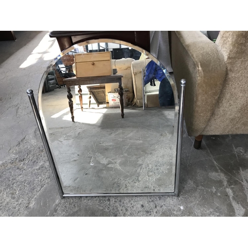 85 - Vintage Table Top Beveled Mirror with Metal Frame (53.5 W x 57cm H.)