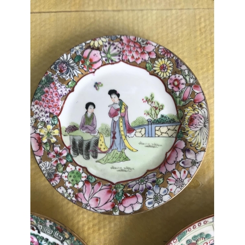 74 - x3 Vintage Chinese Hand Painted Plates