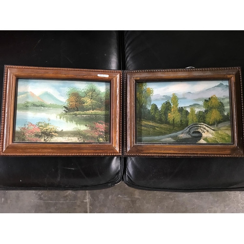 93 - Pair of Landscape on Board in Wooden Frame (20 x 27cm/each)