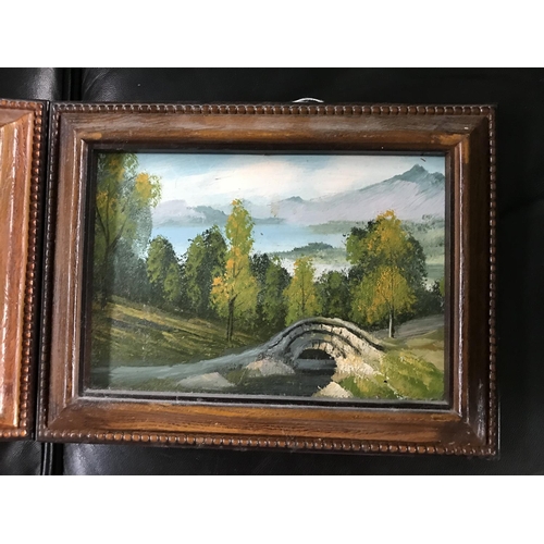 93 - Pair of Landscape on Board in Wooden Frame (20 x 27cm/each)