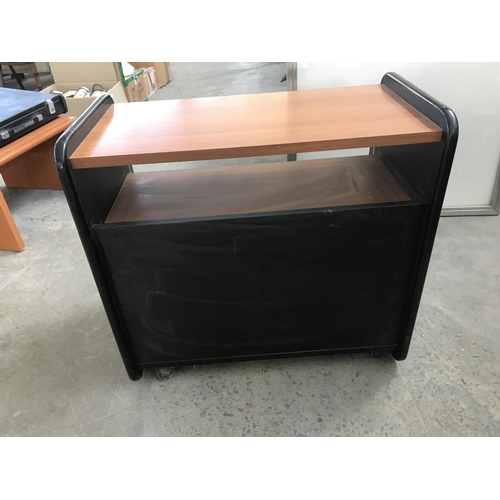 501 - Vintage TV Cabinet with Glass Doors on Castors (76 H. x 77 W. x 45cm D.)