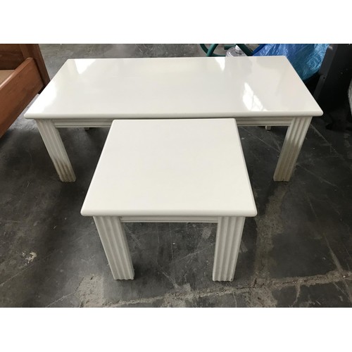 105A - Wooden White Coffee Table with Matching Side Table