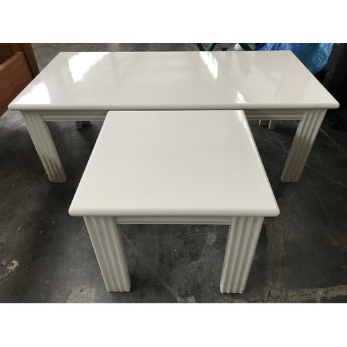 105A - Wooden White Coffee Table with Matching Side Table