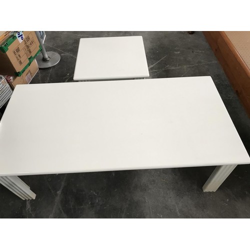 105A - Wooden White Coffee Table with Matching Side Table