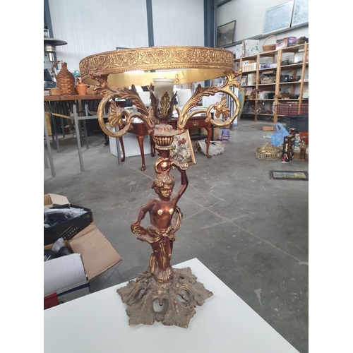 199 - Vintage Golden Colour Metal Figurine-Table Lamp