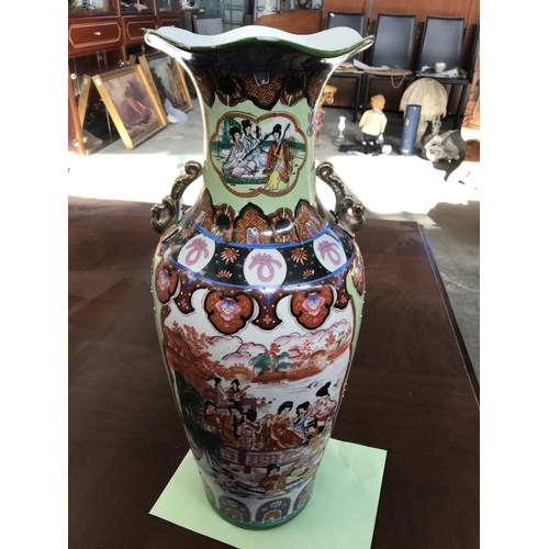 164 - Large Green Chinese Vase with Handles (60cm H.)