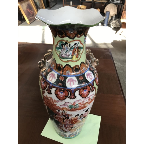 164 - Large Green Chinese Vase with Handles (60cm H.)