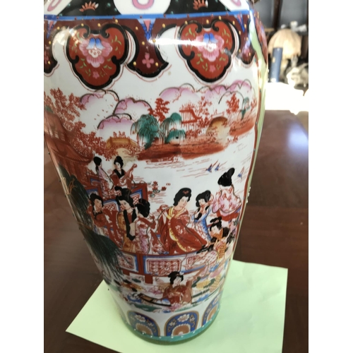 164 - Large Green Chinese Vase with Handles (60cm H.)