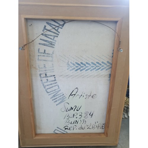 154 - Oil On Canvas Painting Signed by The Artist 'Sumu' Deputing 'Lady of Zaire'