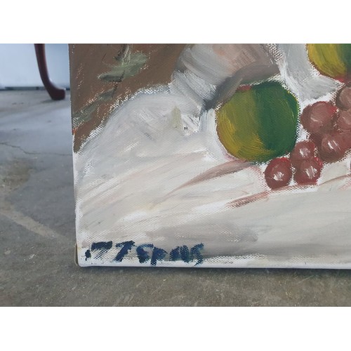 192 - Oil On Canvas Painting Signed by Cypriot Artist 'Terentis' Deputing 'Still Life'