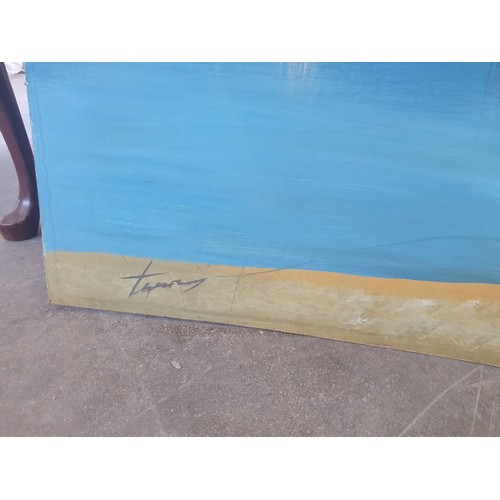 193 - Oil On Hardboard Painting Signed by Cypriot Artist 'Terentis' Deputing 'Aphrodite's Baths' (Minor De... 