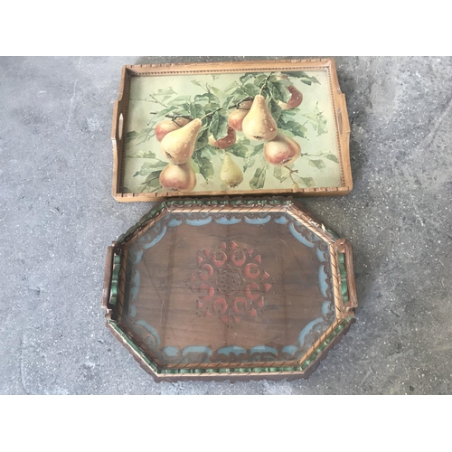 183 - Pair of Vintage Ornate Wooden Trays (x1 a/f)