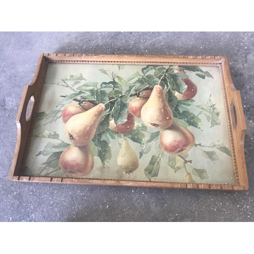 183 - Pair of Vintage Ornate Wooden Trays (x1 a/f)
