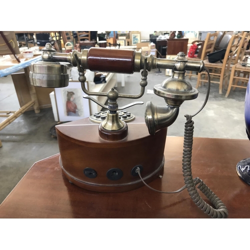 15 - Retro Brass & Wood Telephone