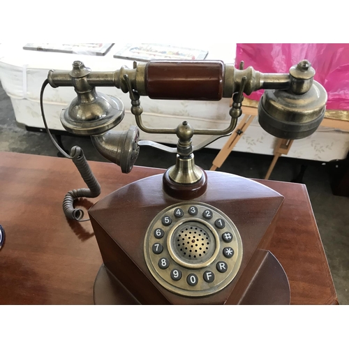 15 - Retro Brass & Wood Telephone